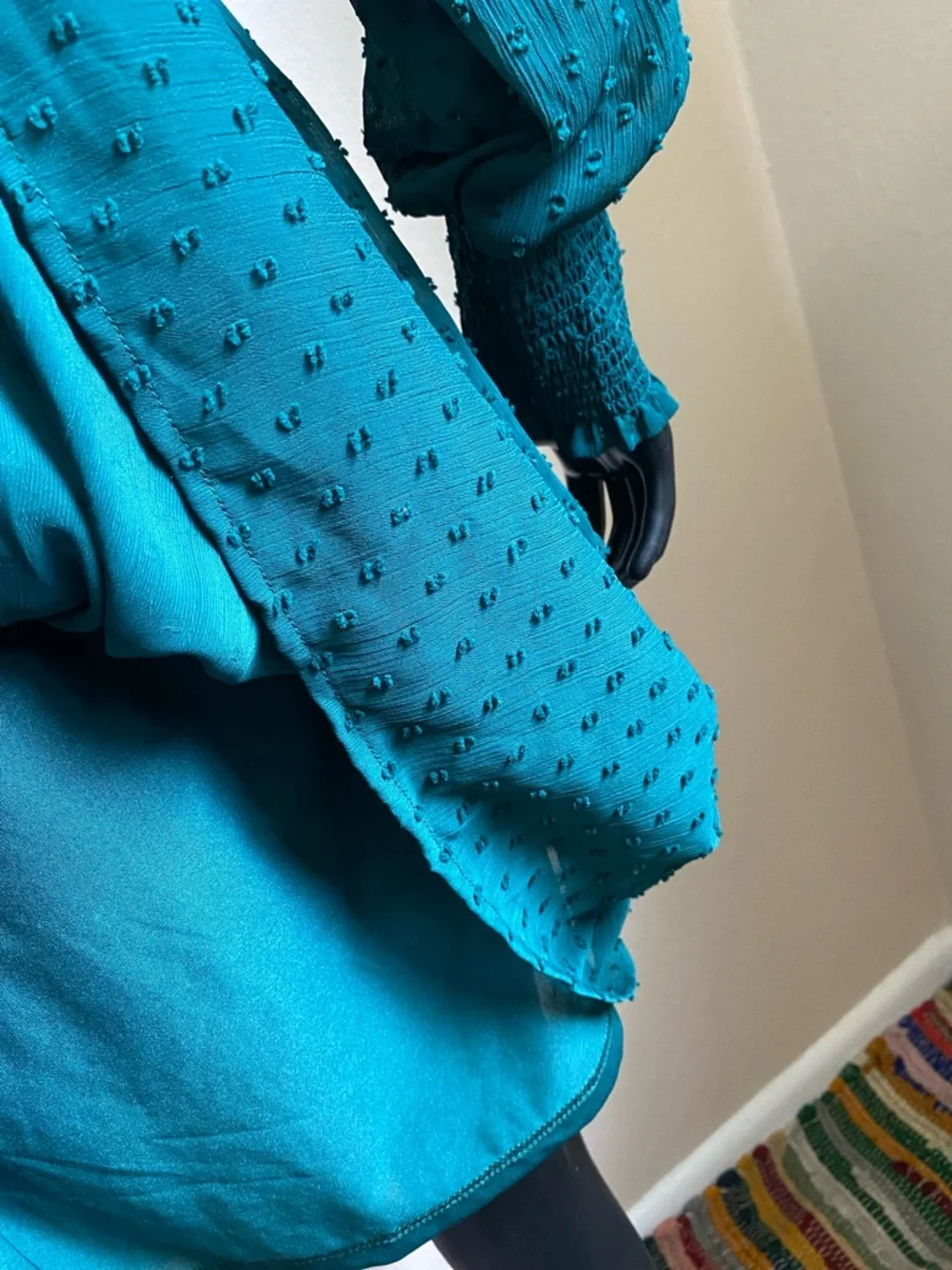 MUD PIE Green Swiss Dot Tiered Long Sleeve Mini Dress - Picture 11 of 14
